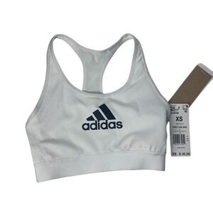 Adidas Sports Bra Women Size XS White Racerback Logo GH4790 (Small Stain)